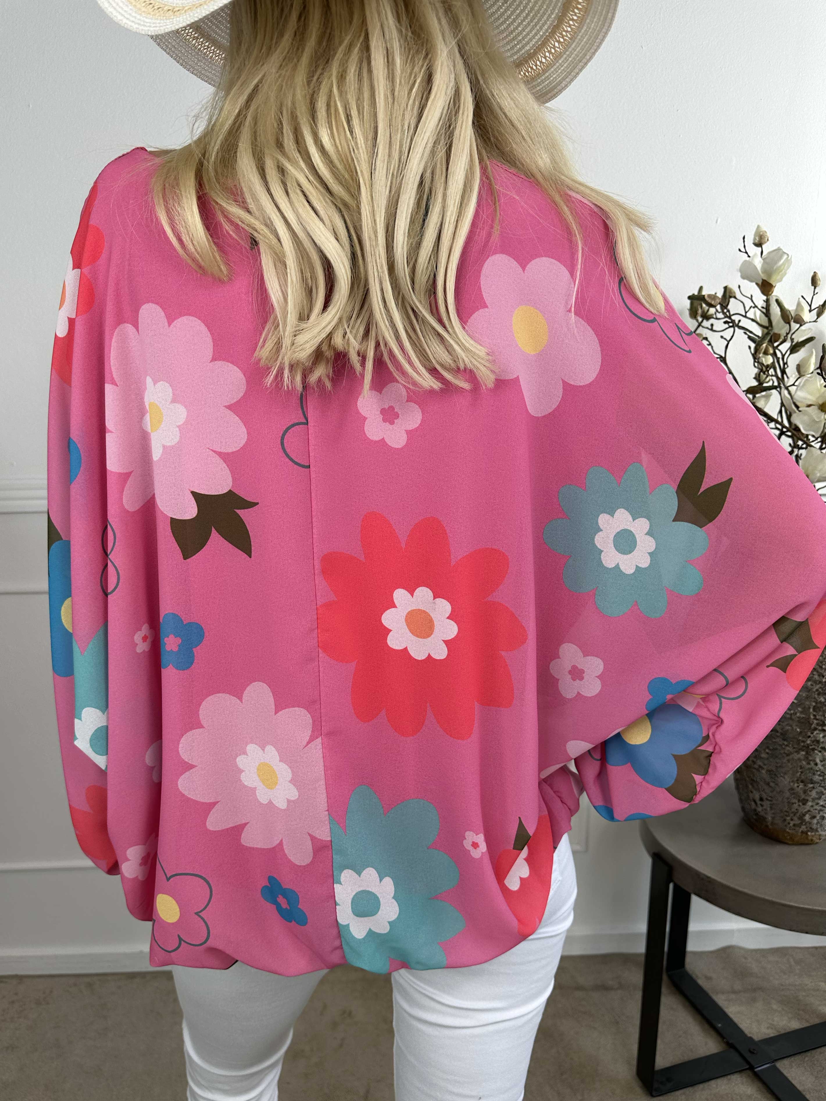 Destiny Flower - Bluse i chiffon med blomstermotiver
